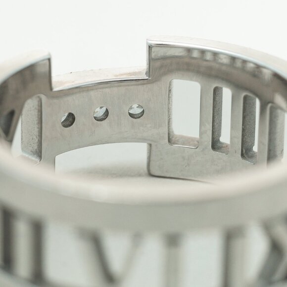 Tiffany & Co. Atlas 18K White Gold & Diamond Roman Time Ring - Picture 4 of 7